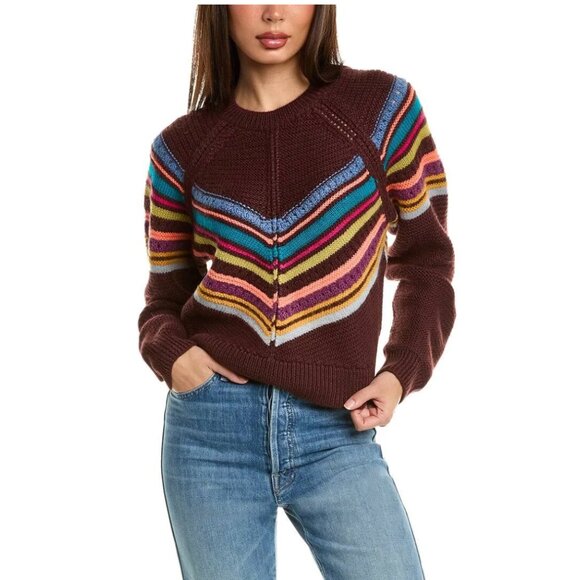 Mother the Concert Jumper Sweater Womens Large Maroon Stripes Long Sleeve Alpaca - Picture 1 of 14